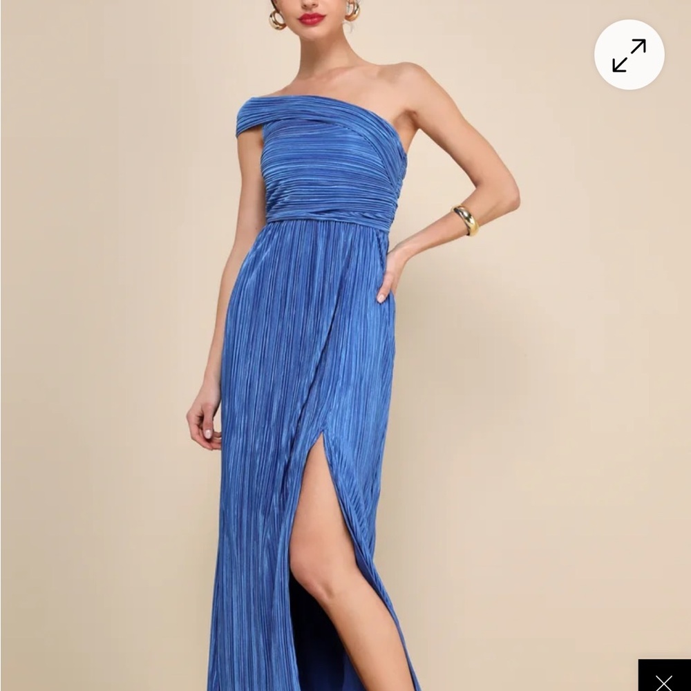 Elegant Blue Off-Shoulder Dress